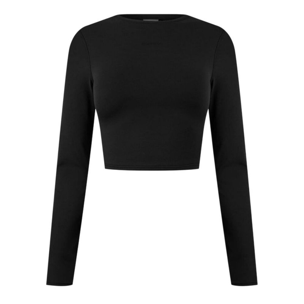 USA Pro Womens/Ladies Logo Long-Sleeved Crop Top / Black